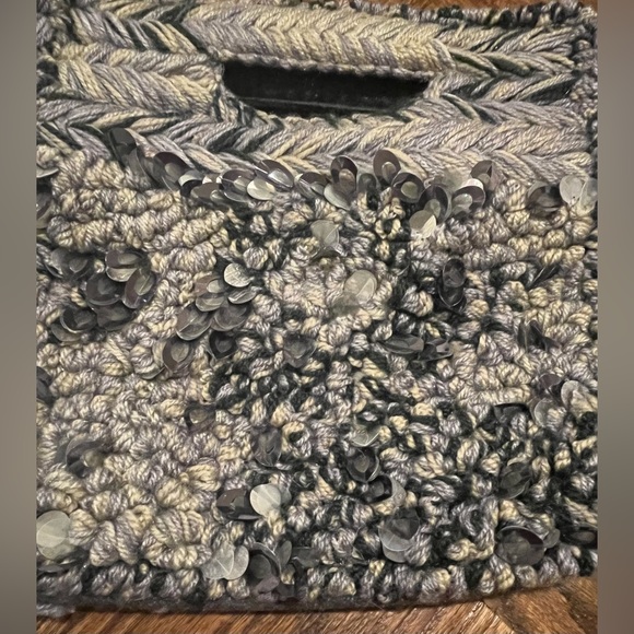 NEW Anthropologie Milo Embellished Gray Fringe Clutch Purse - Picture 3 of 5